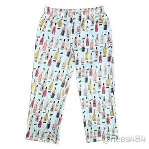 The PJ Bar by The Paisley Box‎ Pajama Pants Women's Wine Bottle Print XL NWT